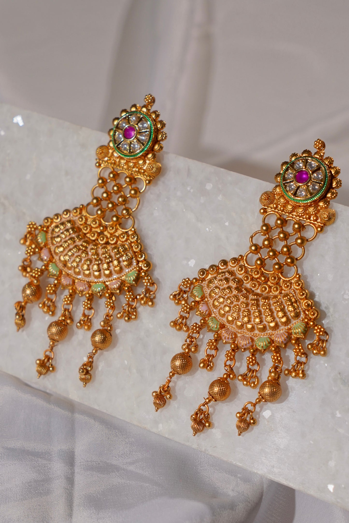 ANIKA- Gold Dangling Earrings