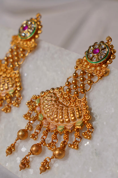 ANIKA- Gold Dangling Earrings
