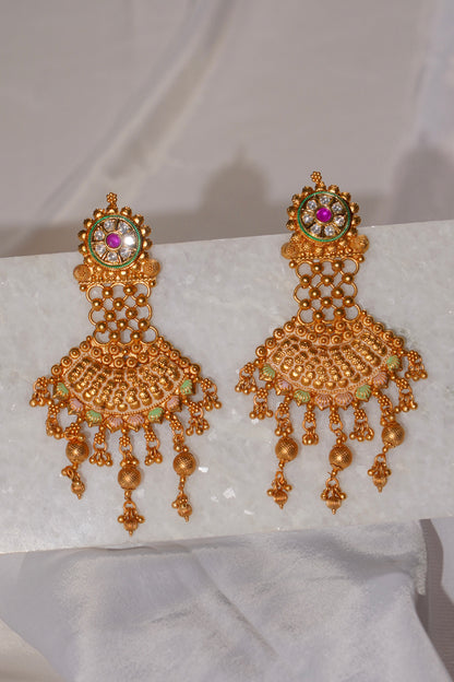 ANIKA- Gold Dangling Earrings