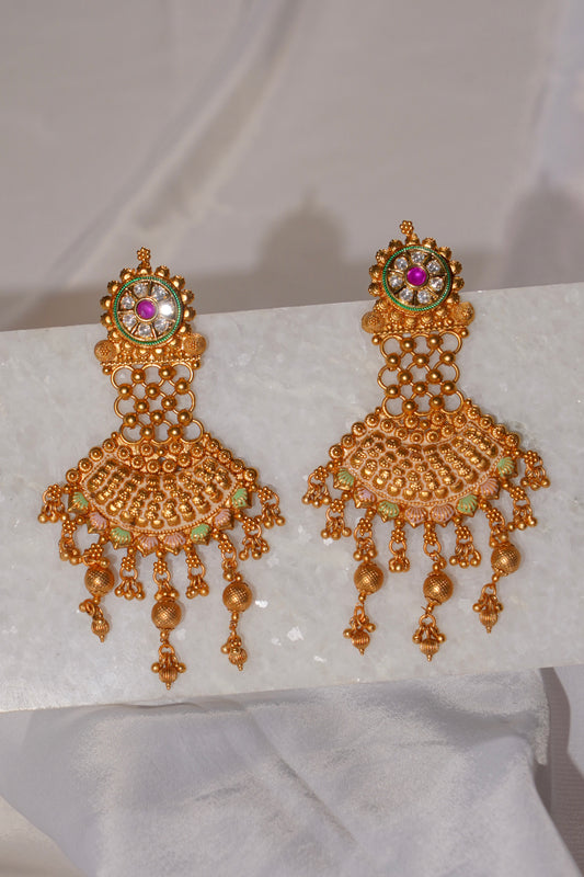 ANIKA- Gold Dangling Earrings