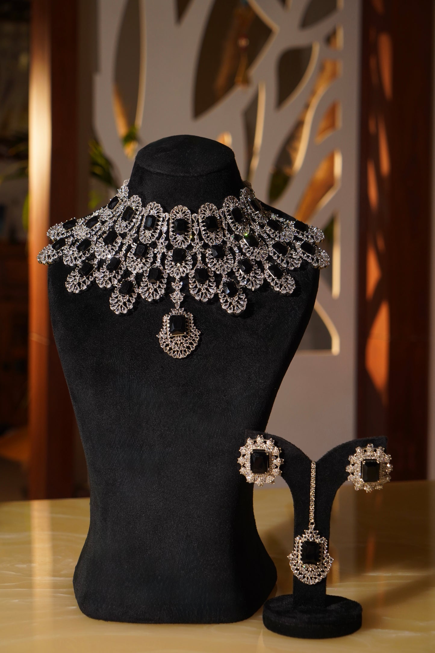 AMINA- Diamanté Accent Necklace Set