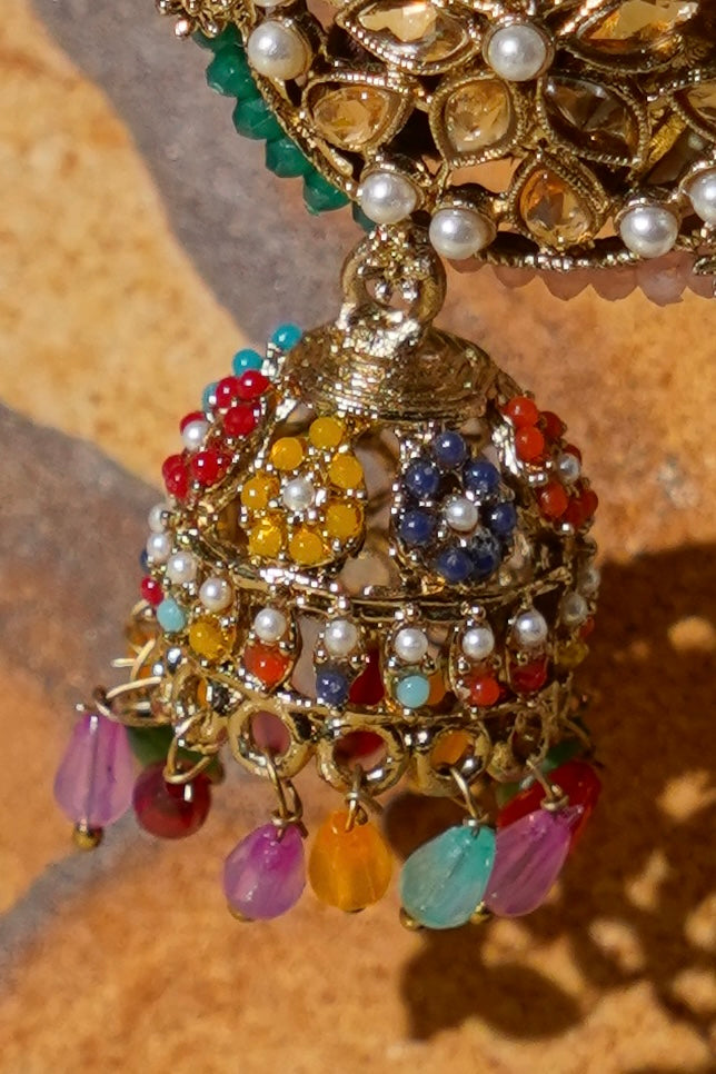 JASHN- Jhumka Earrings with Detachable Ear Chains