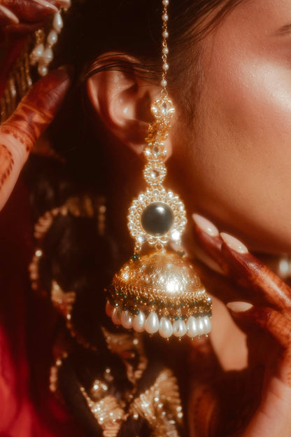 ILAHI- Jhumka Earrings with Tikka Set